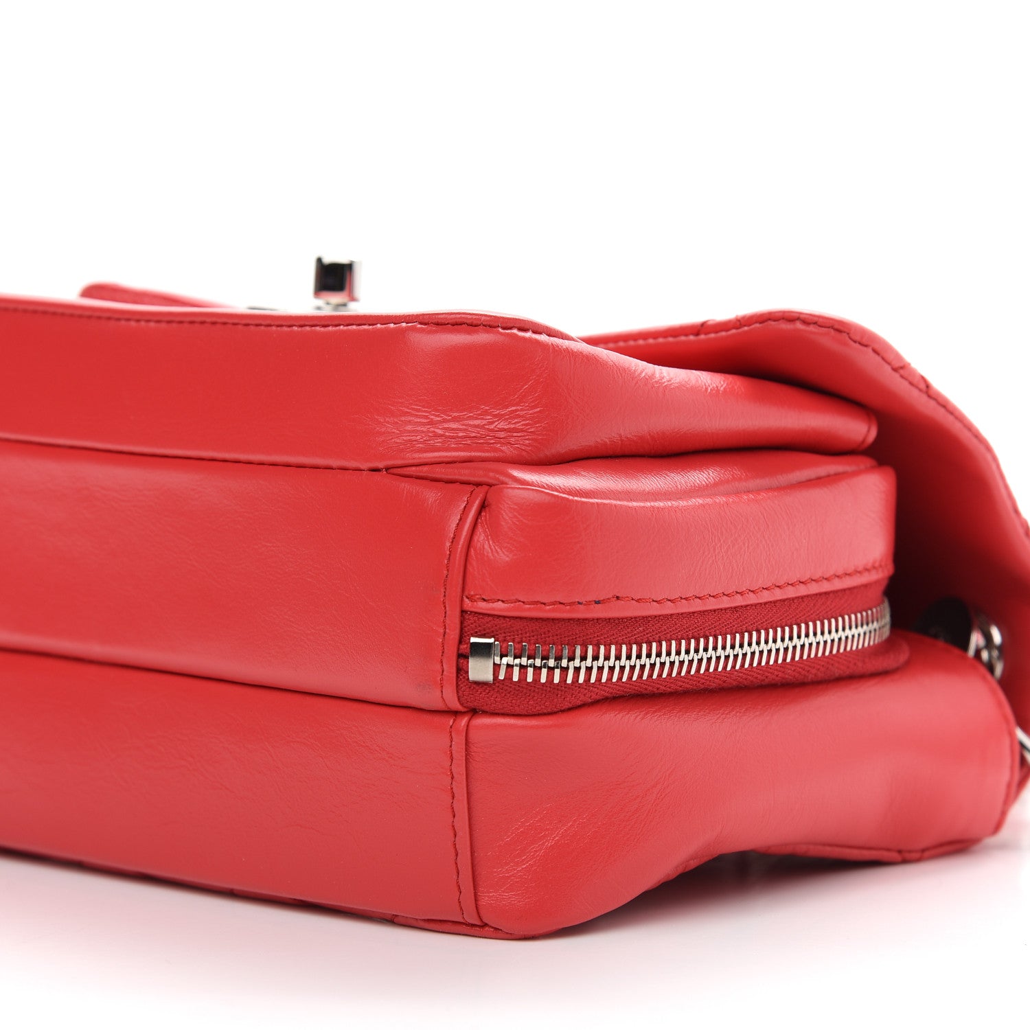 Chanel Aged Calfskin Quilted Express Zip Around Flap Red 9 of 9