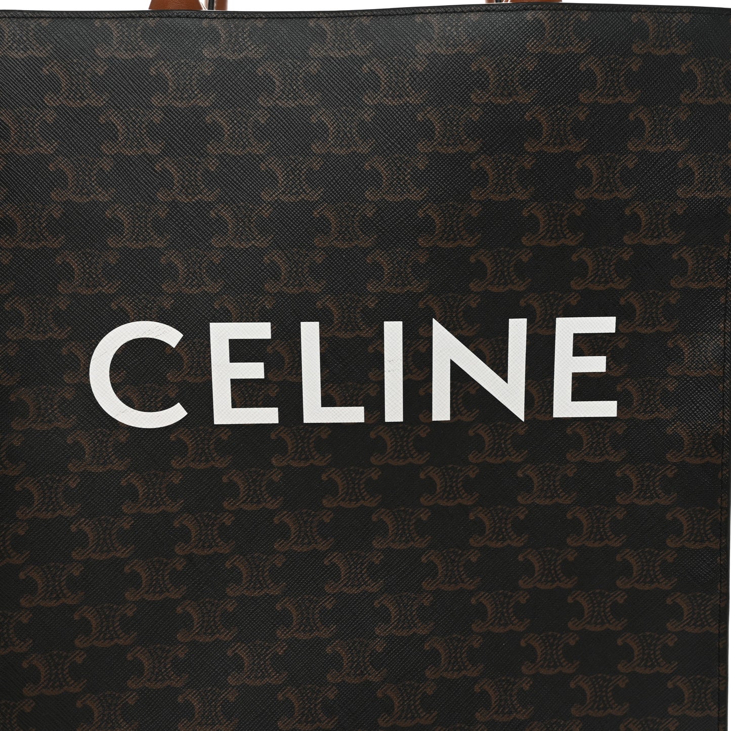 Triomphe Canvas Calfskin Small Vertical Cabas Tan