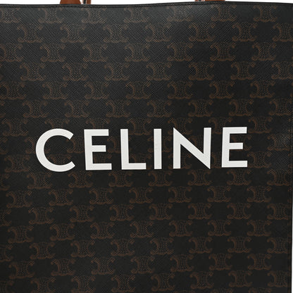 Celine Triomphe Canvas Calfskin Small Vertical Cabas Tan 6 of 11