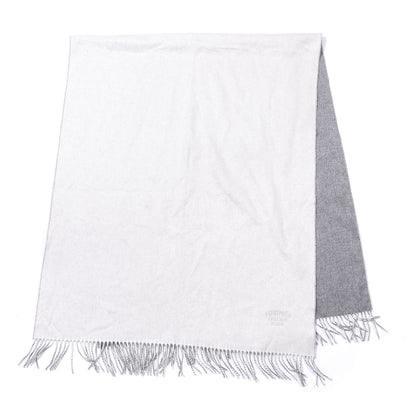 Hermes Cashmere Fringe Double Face Stole Gris Flanelle Ivoire 1 of 3