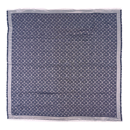Louis Vuitton Silk Wool Monogram Denim Shawl Blue 1 of 3