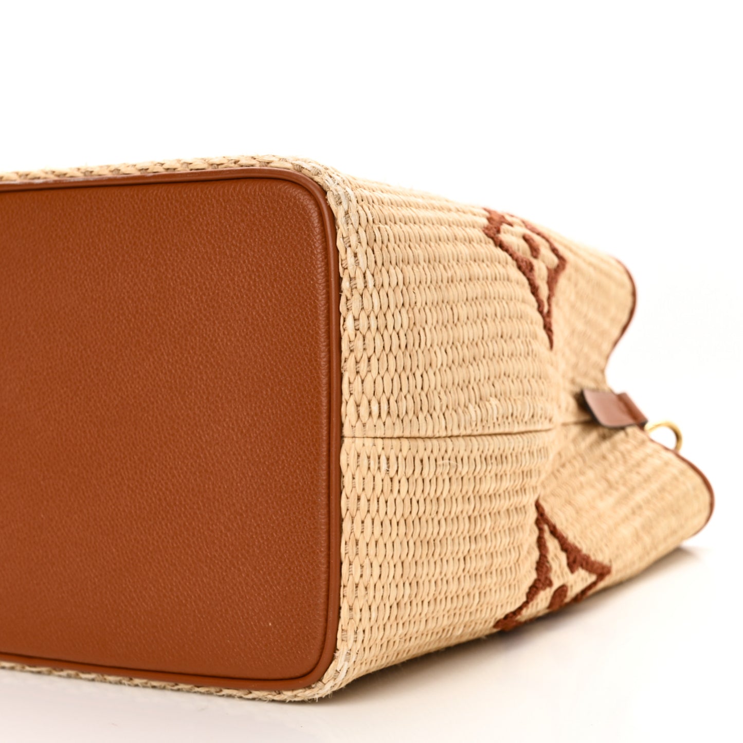 Raffia Calfskin Monogram Neonoe MM Tan