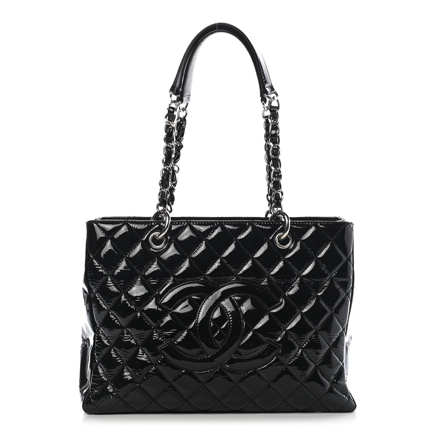 Patent Quilted Grand Shopping Tote GST Black