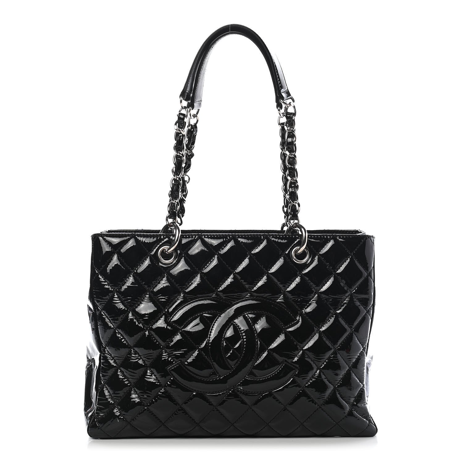 Chanel Patent Quilted Grand Shopping Tote GST Black 1 of 14