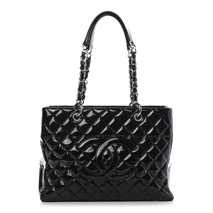 Chanel Patent Quilted Grand Shopping Tote GST Black 1 of 14