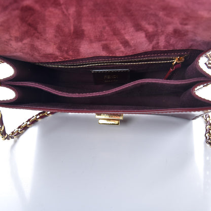 Fendi Patent Pequin Small Claudia Shoulder Bag Bordeaux 5 of 9