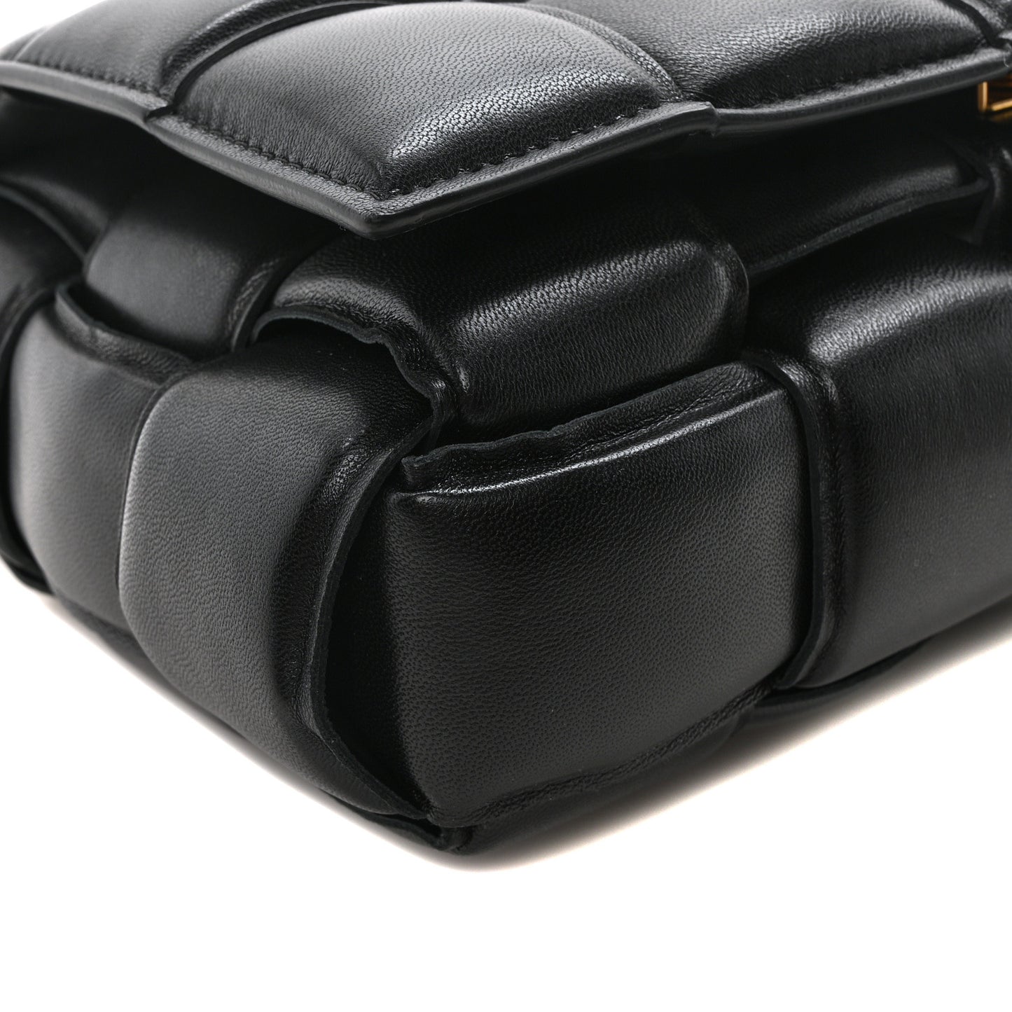 Lambskin Maxi Intreccio Padded Chain Cassette Crossbody Bag Black