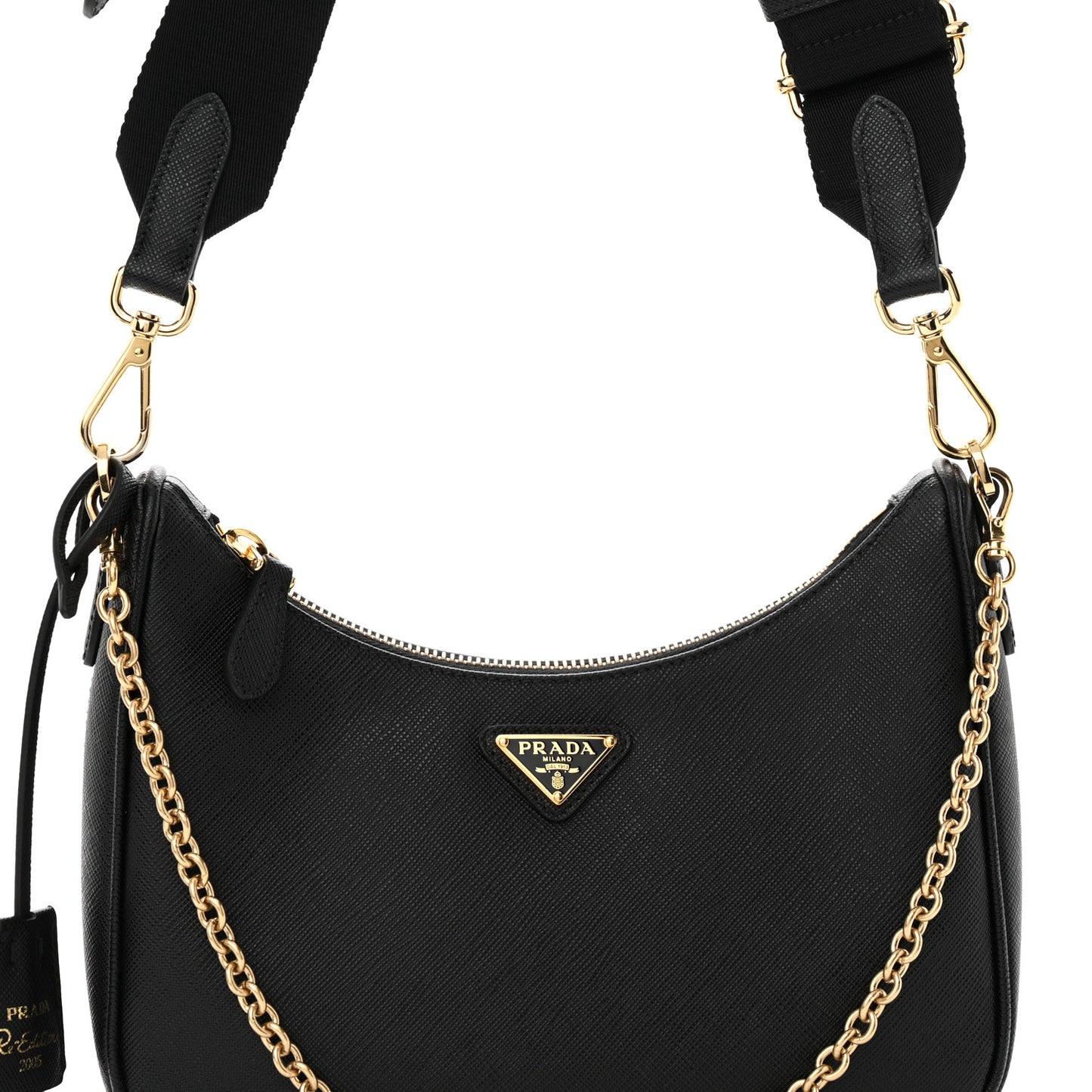 Saffiano Lux Re-Edition 2005 Shoulder Bag Black