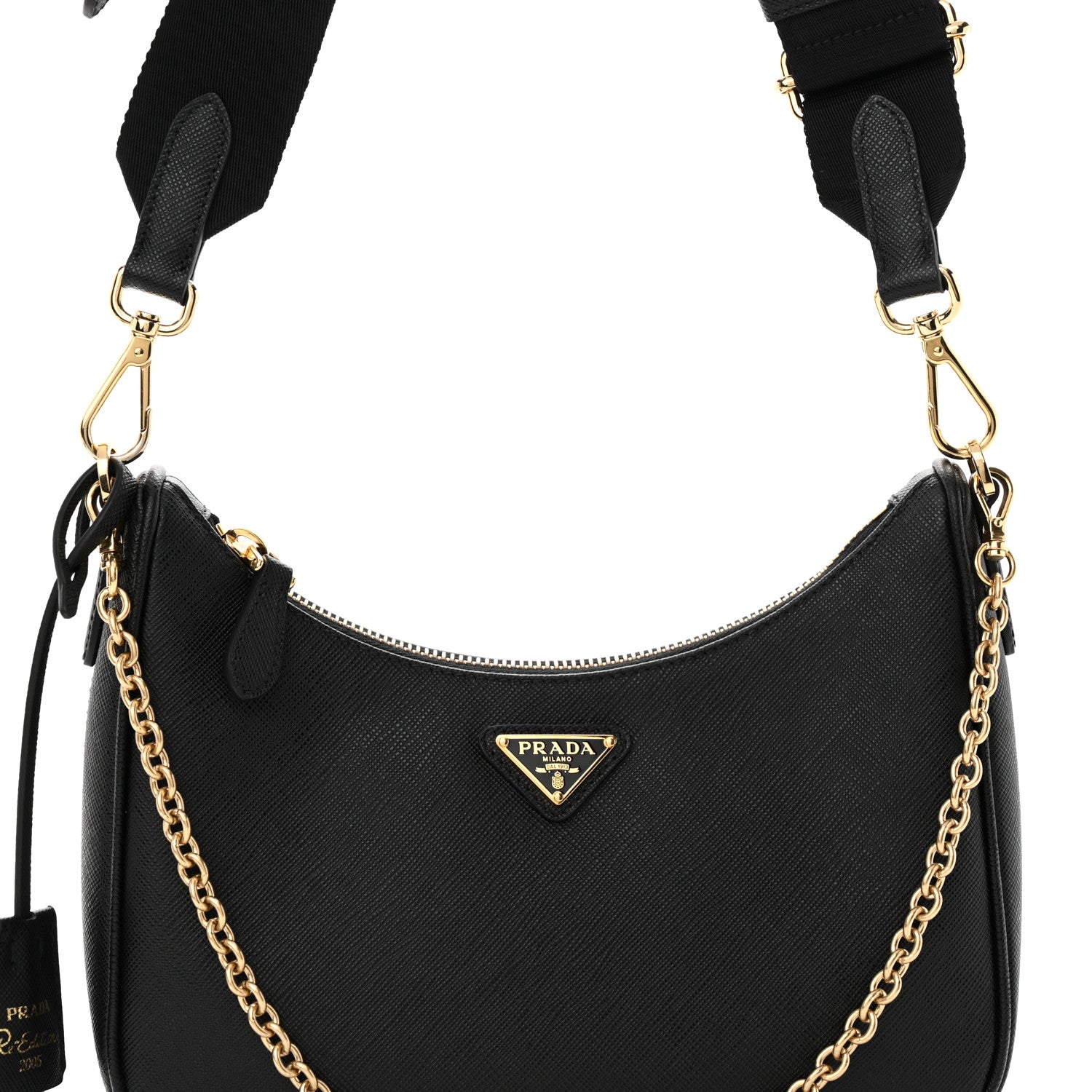 Prada Saffiano Lux Re-Edition 2005 Shoulder Bag Black 7 of 9
