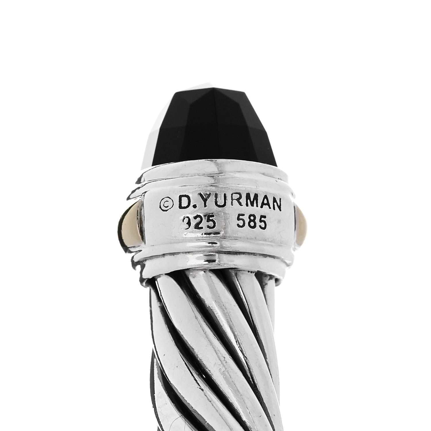 David Yurman Sterling Silver 14K Yellow Gold Black Onyx 7mm Cable Classics Bracelet 3 of 3