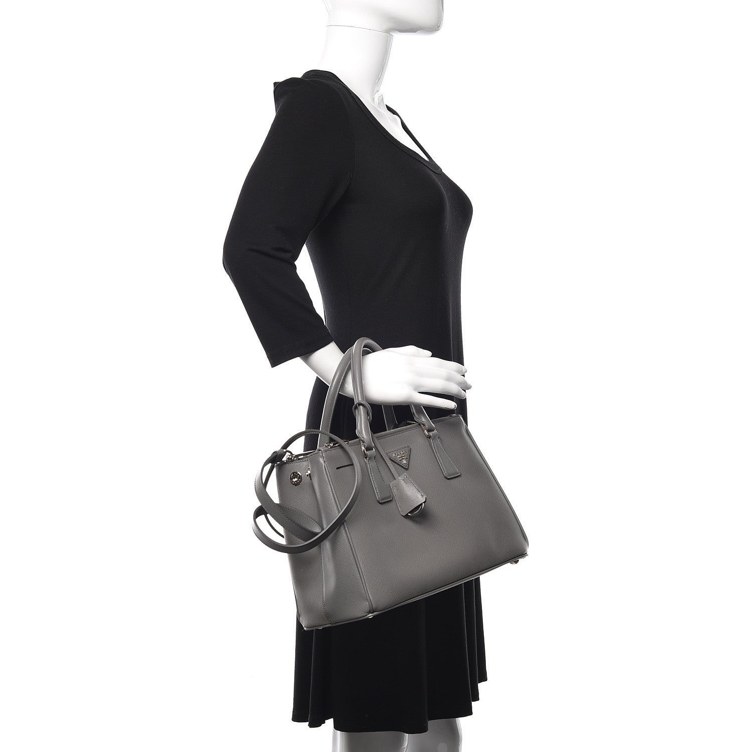 Prada Saffiano Small Galleria Double Zip Tote Marmo 3 of 13