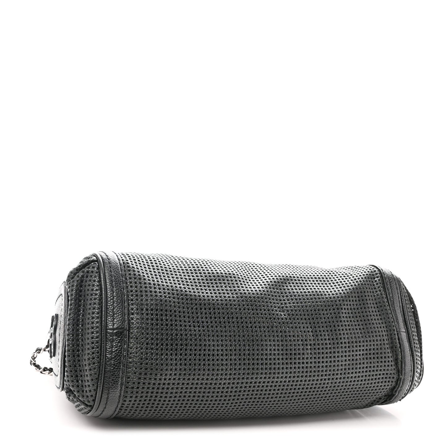 Calfskin Perforated Pulley Shoulder Bag Black