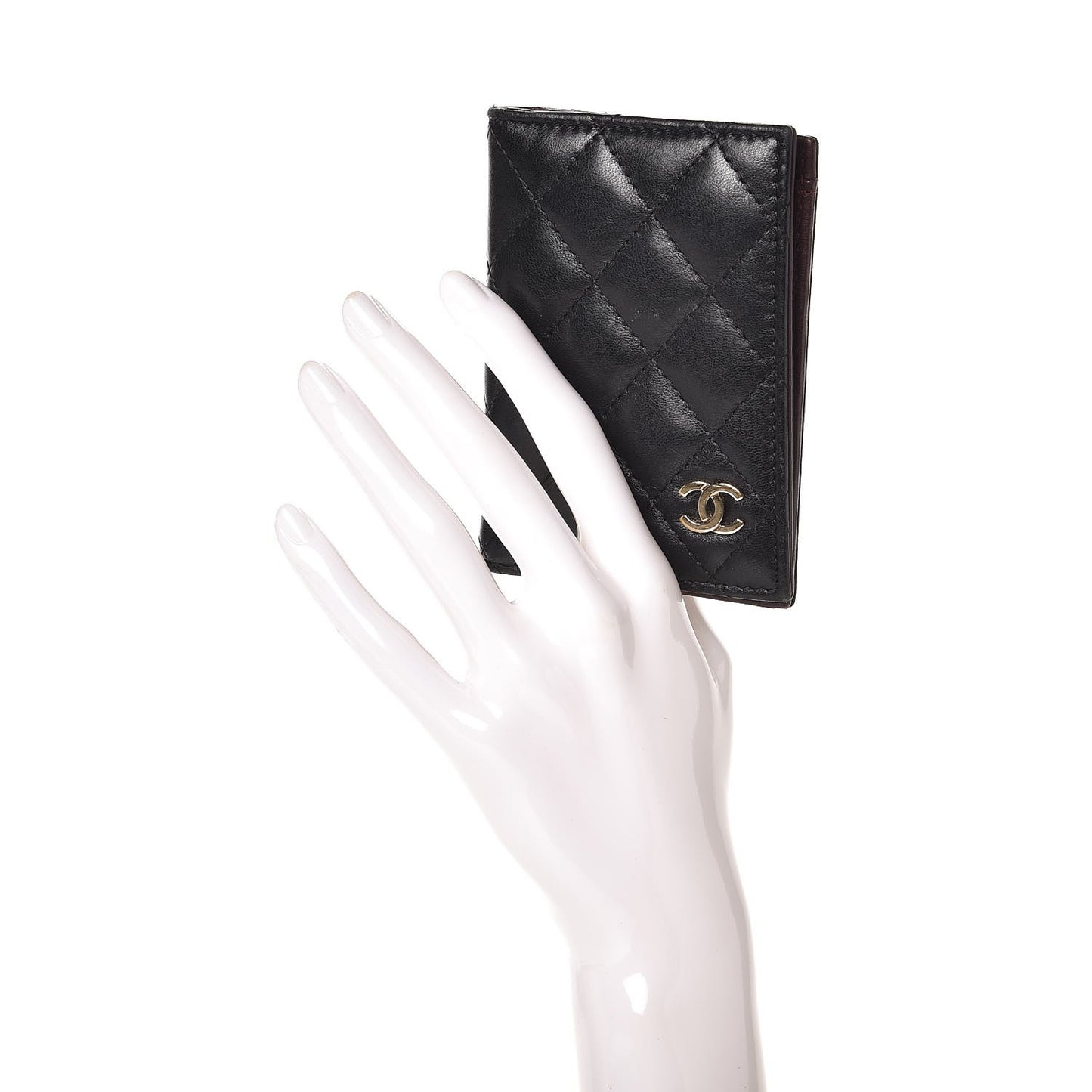 Lambskin Quilted Card Holder Wallet Black