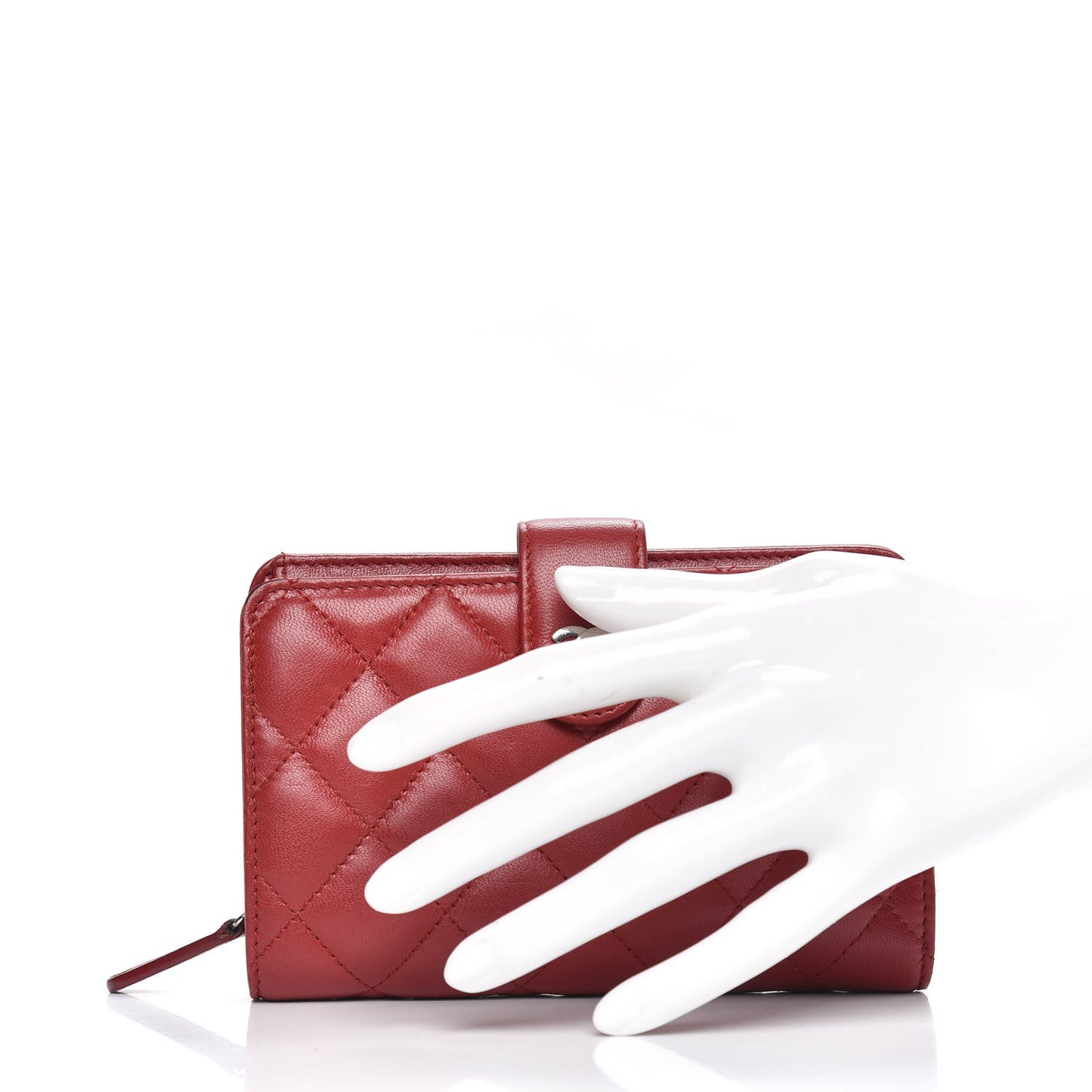 Lambskin Quilted Zipped Pocket Wallet Red