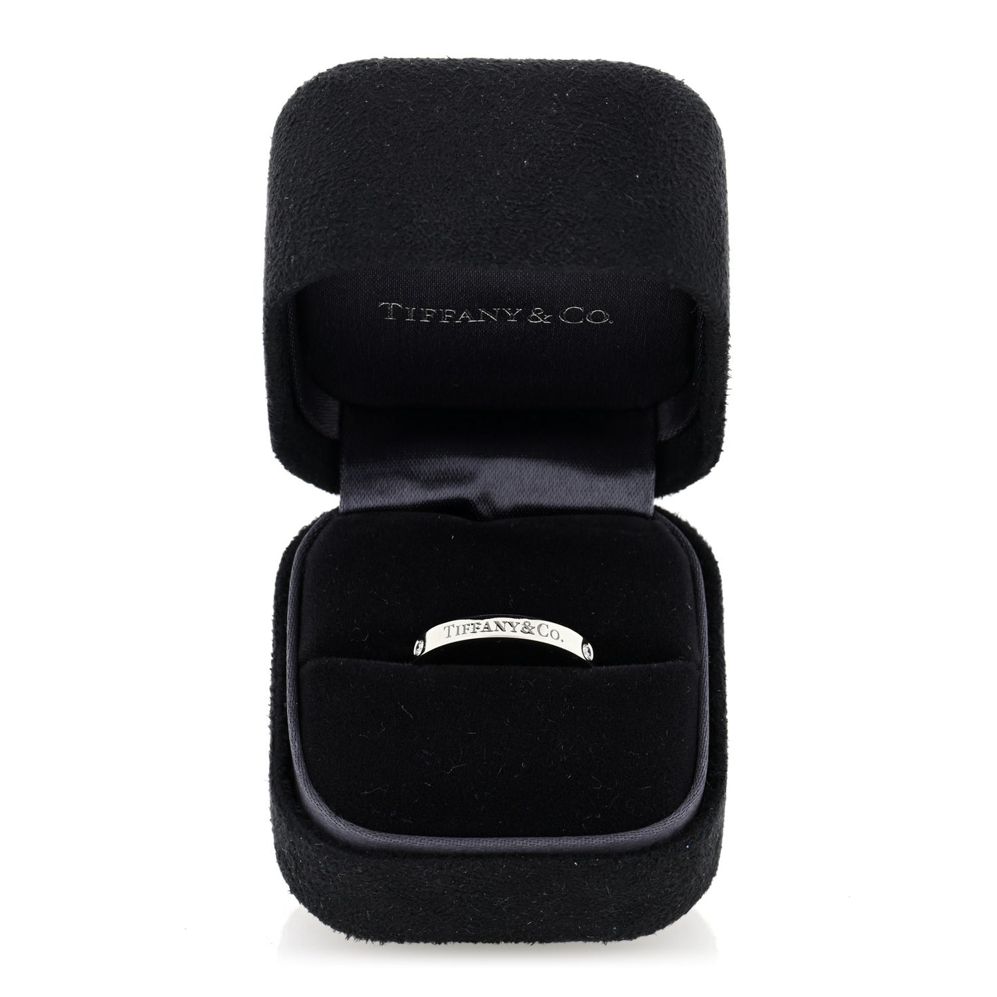Platinum Diamond Logo Band Ring 58 8.25