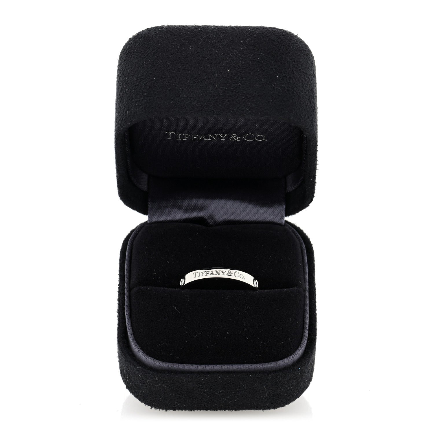 Tiffany Platinum Diamond Logo Band Ring 58 8.25 5 of 5
