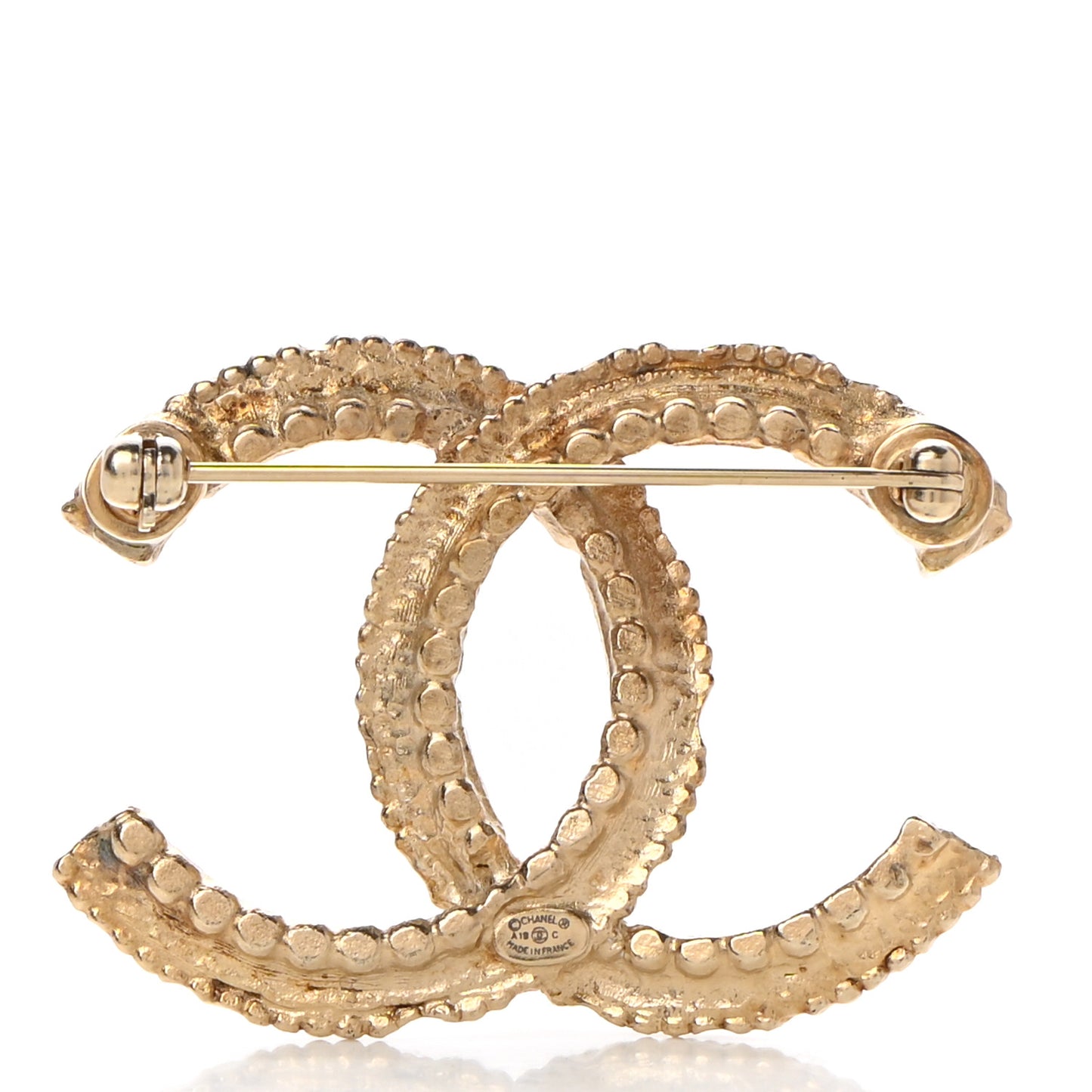 Crystal Pearl CC Brooch Light Gold Blue