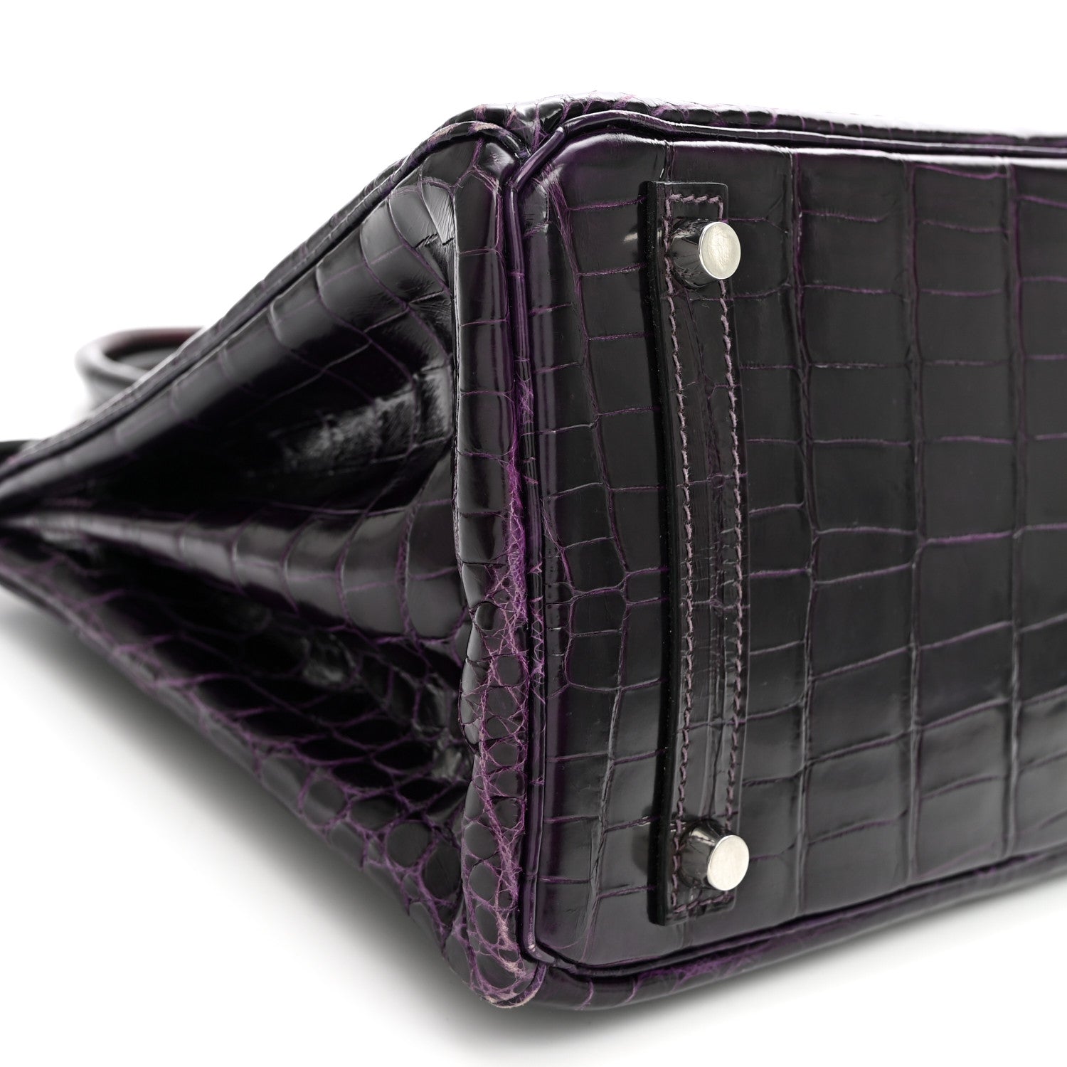 Hermes Shiny Niloticus Crocodile Birkin 30 Amethyst 9 of 18