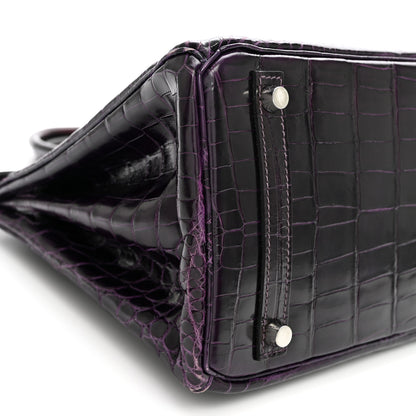Hermes Shiny Niloticus Crocodile Birkin 30 Amethyst 9 of 18