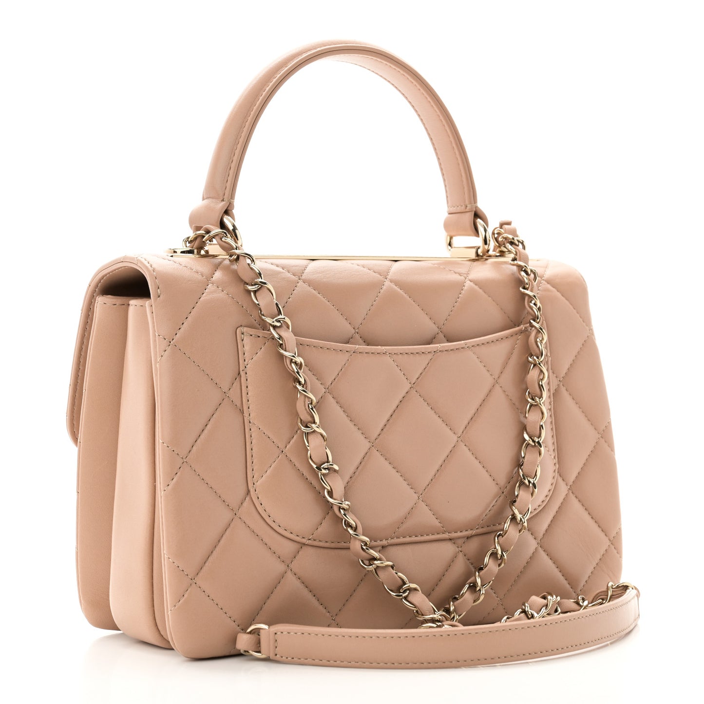 Lambskin Quilted Small Trendy CC Dual Handle Flap Bag Beige