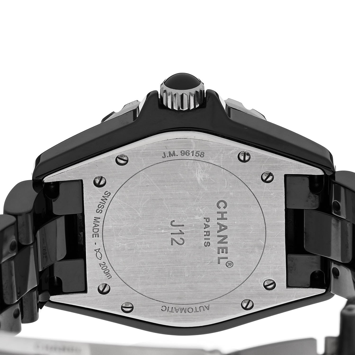 Chanel Stainless Steel Ceramic Diamond Bezel 38mm J12 Automatic Watch Black 4 of 4