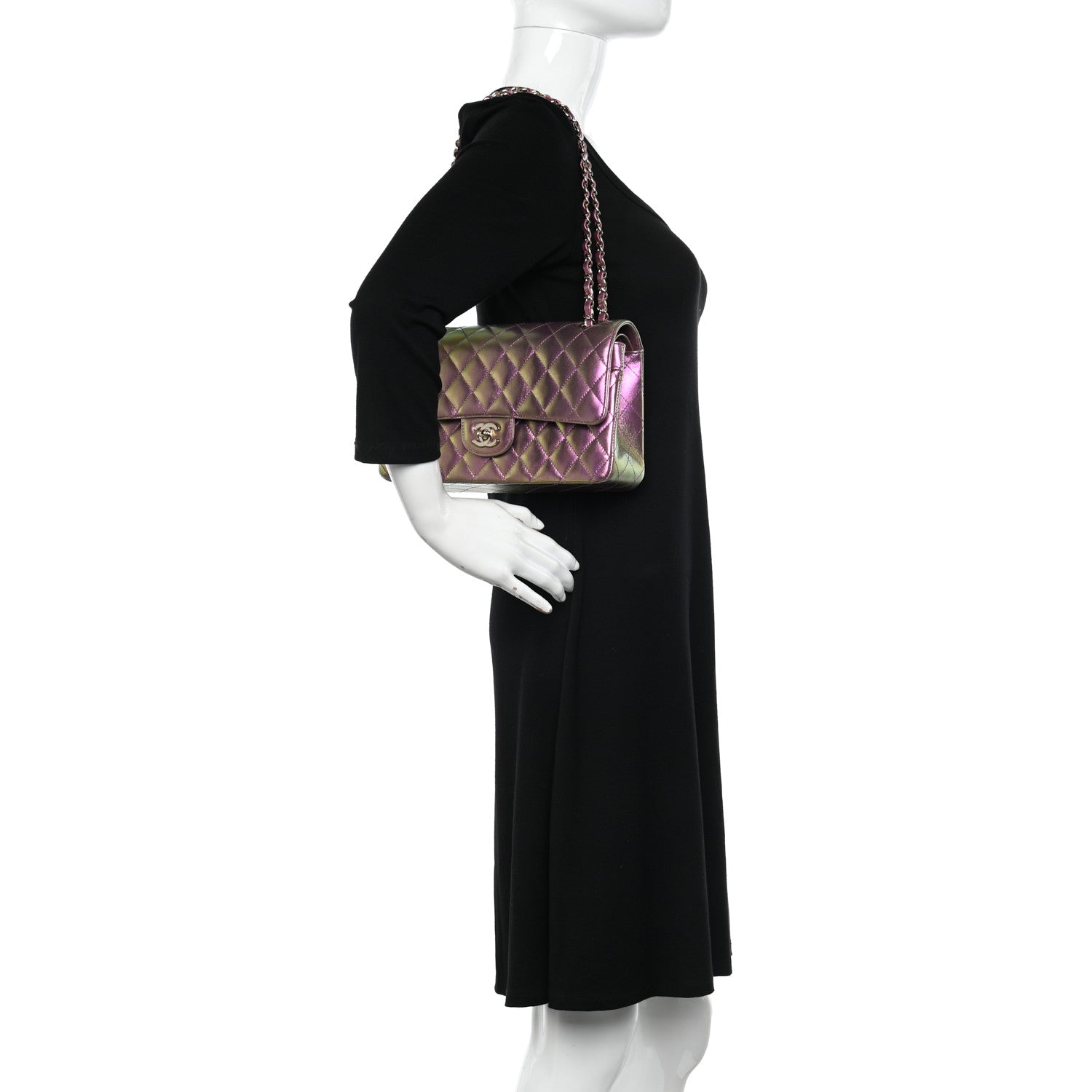 Chanel Iridescent Lambskin Quilted Medium Double Flap Purple 2 of 10