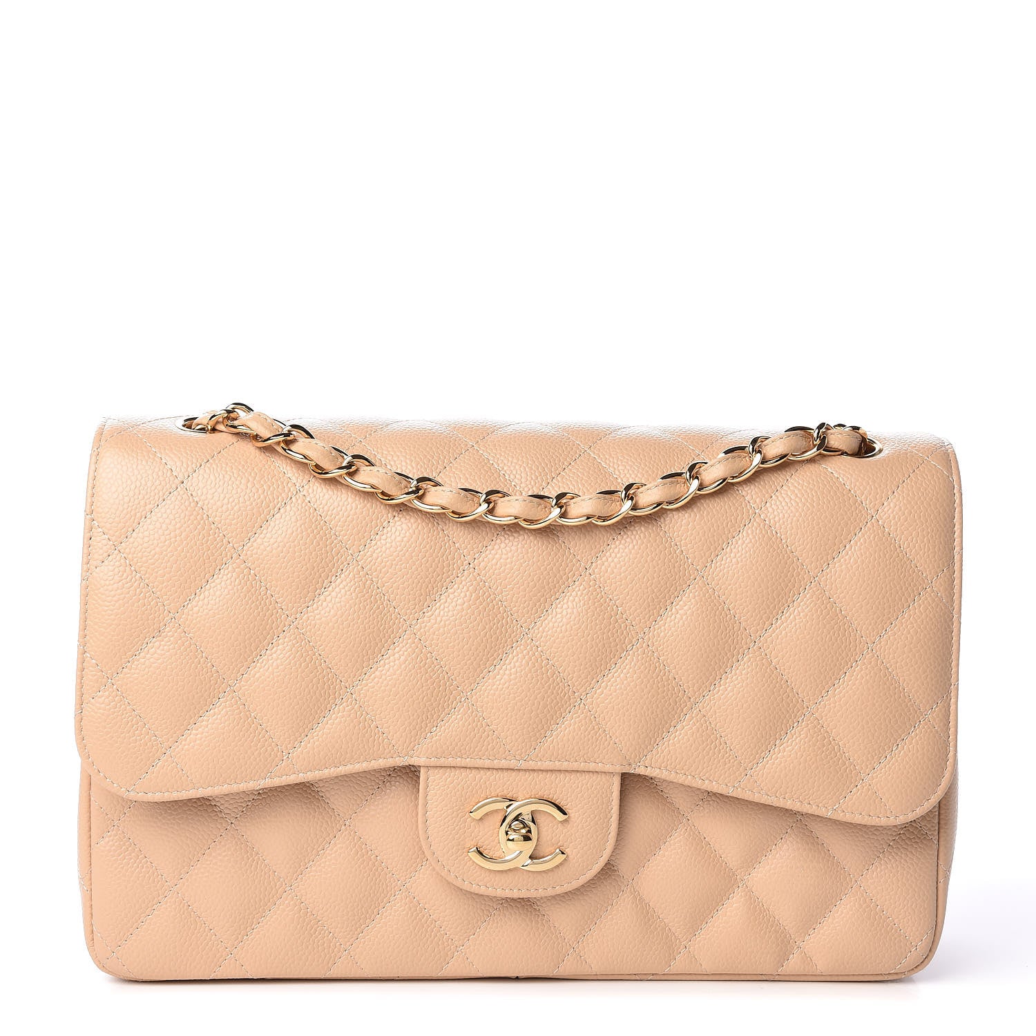 Chanel Caviar Quilted Jumbo Double Flap Beige Clair 1 of 9