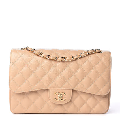 Chanel Caviar Quilted Jumbo Double Flap Beige Clair 1 of 9