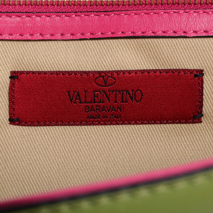 Valentino Garavani Vitello Tri-Color Large Glam Lock Rockstud Flap Pop Gardenia Pop Apple Pop Fuxia 6 of 8