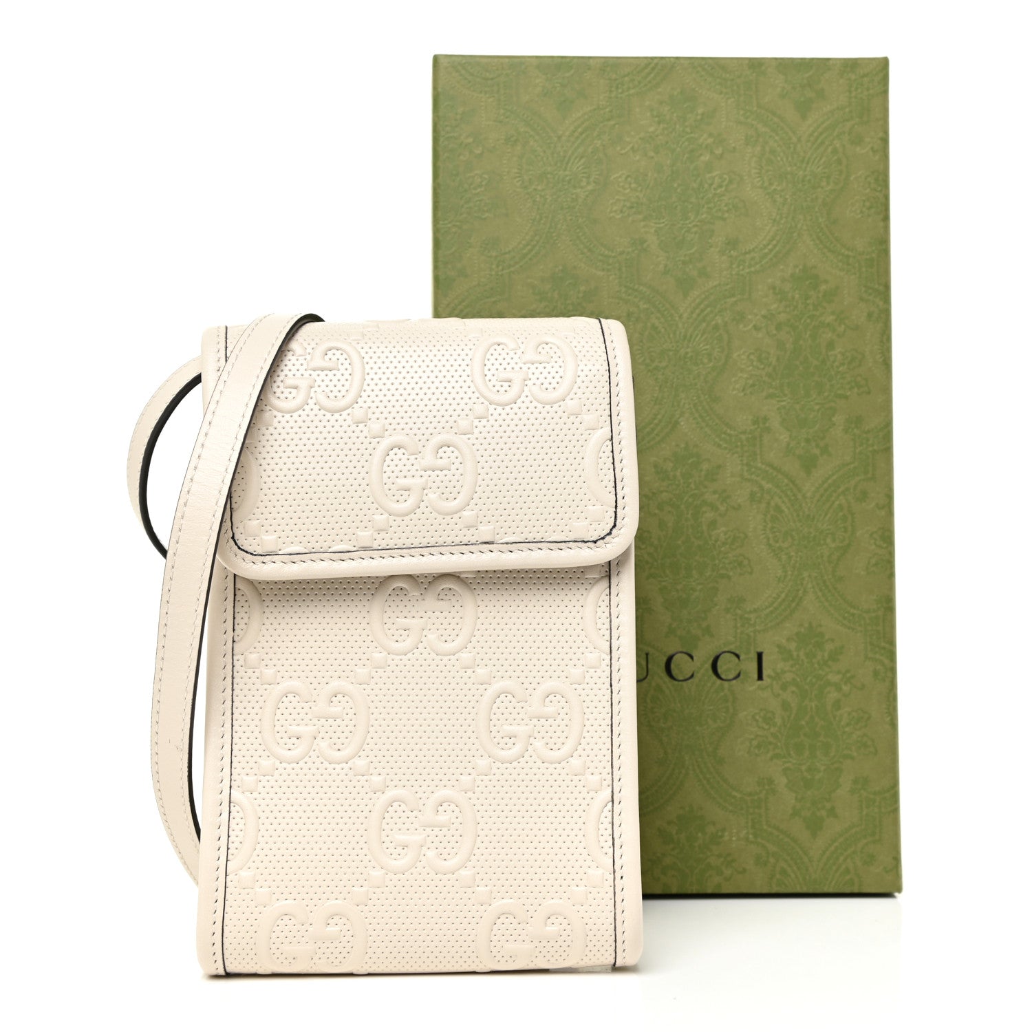 Gucci Calfskin GG Tennis Embossed Mini Crossbody Bag Mystic White 11 of 11