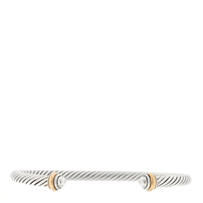 David Yurman Sterling Silver 18K Yellow Gold 4mm Cable Classics Bracelet 1 of 3