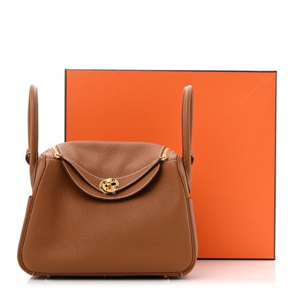 Hermes Taurillon Clemence Lindy 26 Gold 11 of 11