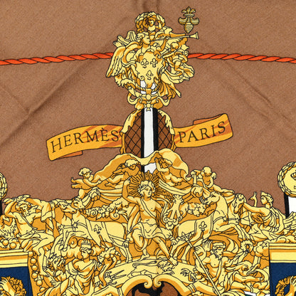Hermes Cashmere Silk La Reale Giant Pointe Triangle Shawl Beige Dore Vert 2 of 3