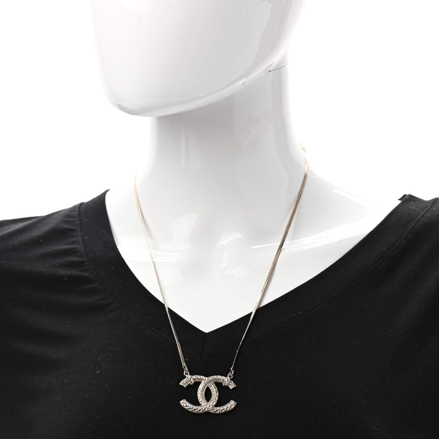 Chanel Crystal CC Chain Necklace Gold 2 of 7