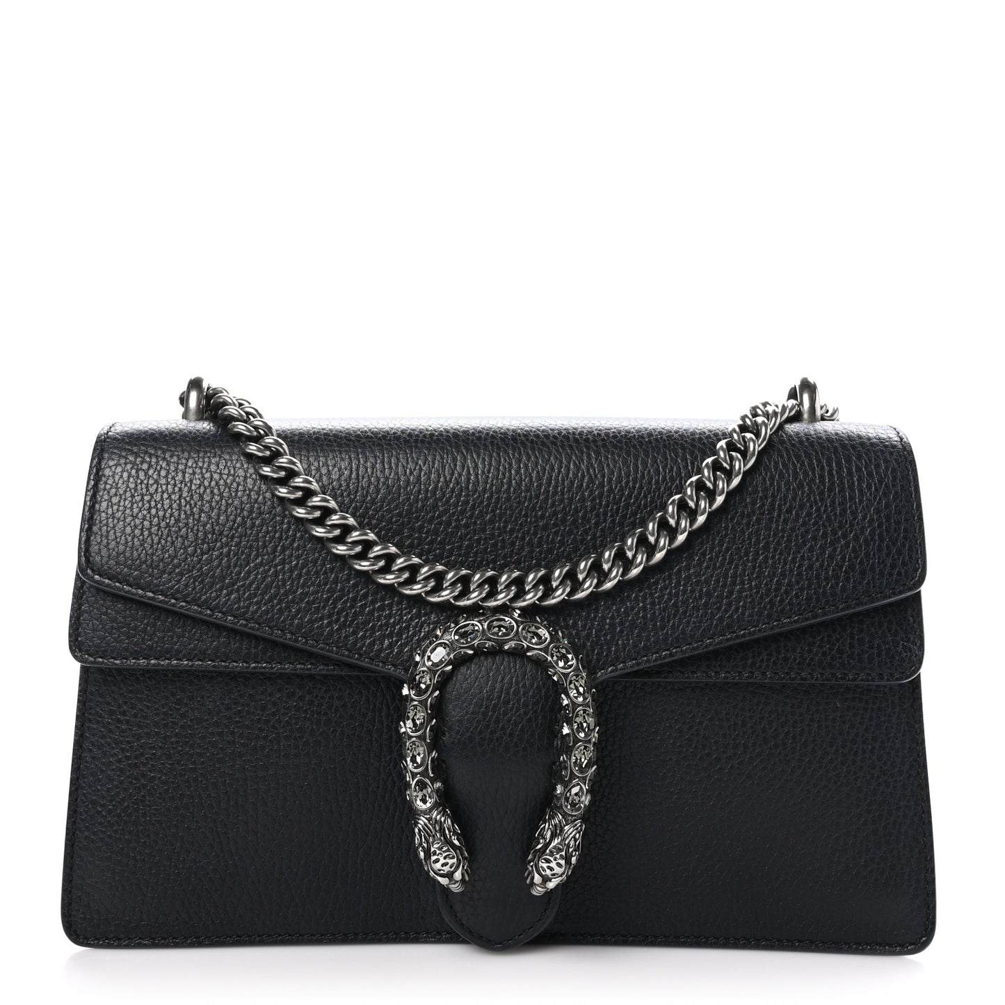 Pebbled Calfskin Small Dionysus Shoulder Bag Black