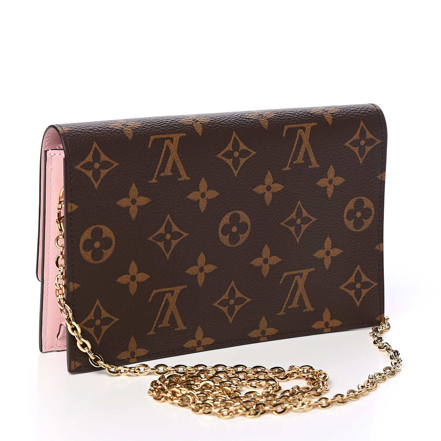 Monogram Flore Chain Wallet Rose Ballerine