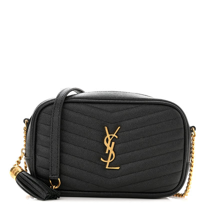 Saint Laurent Grain De Poudre Matelasse Monogram Mini Lou Camera Bag Black 1 of 11