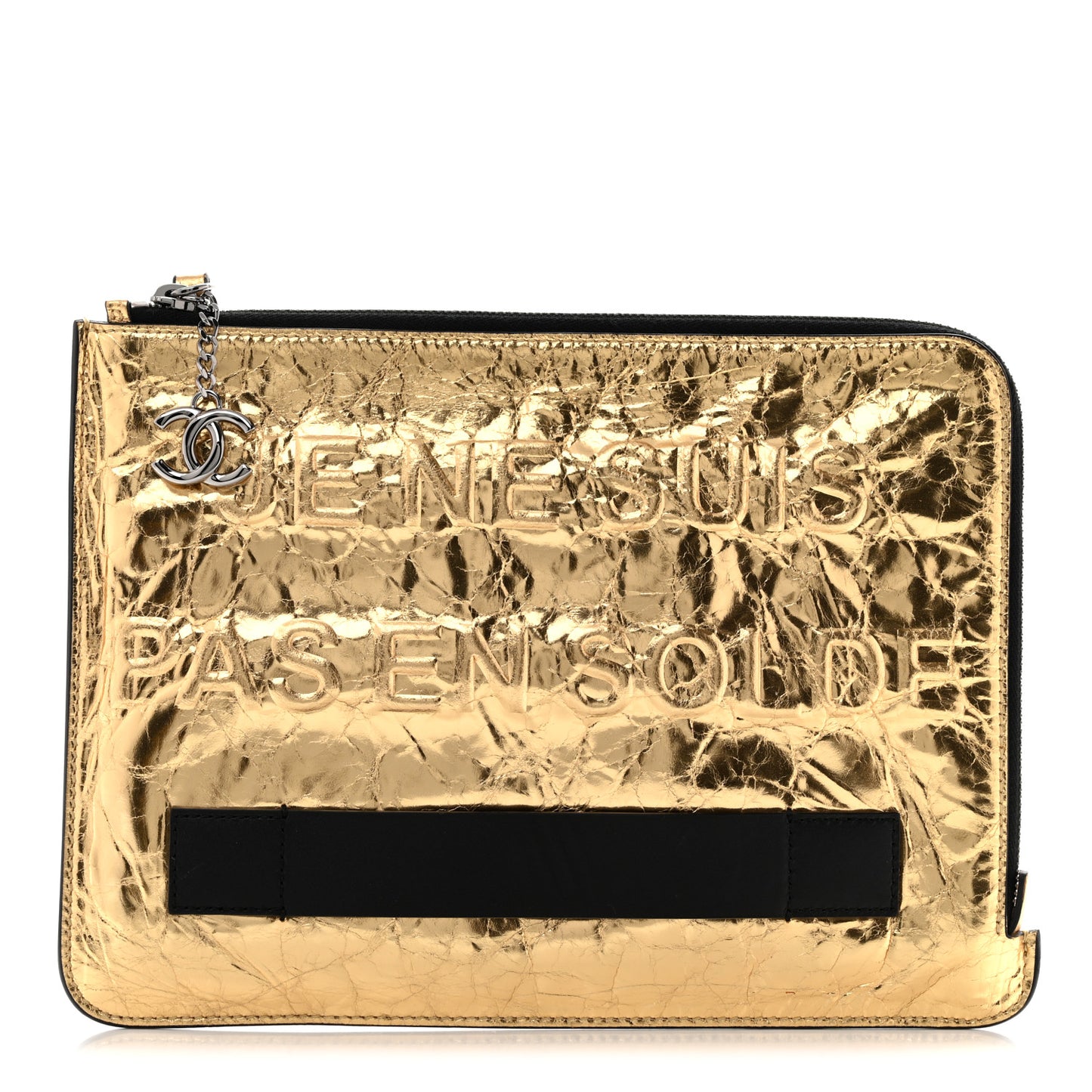 Metallic Lambskin Medium Je Ne Suis Pas En Solde Pouch Clutch Gold