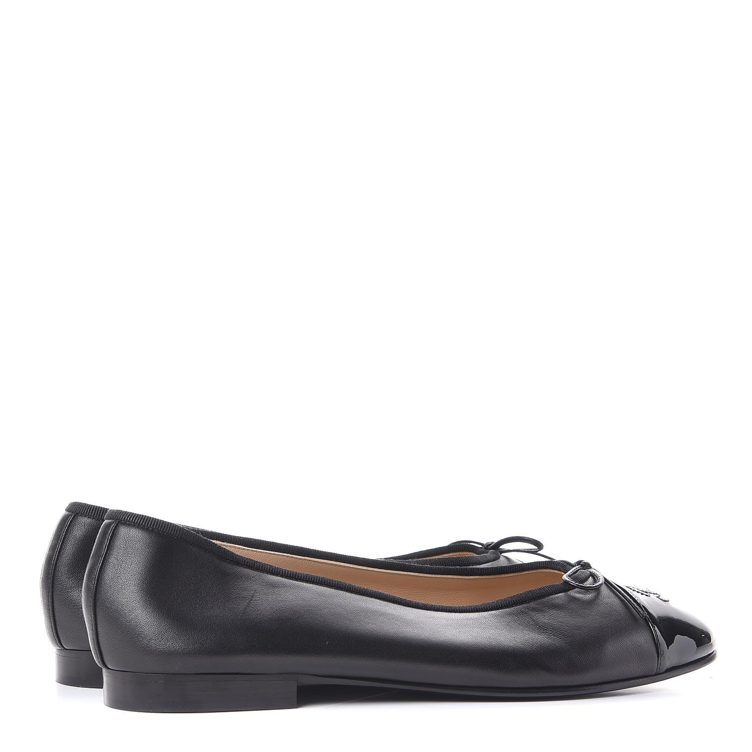 Chanel Lambskin Patent CC Cap Toe Ballerina Flats 41.5 Black 4 of 9