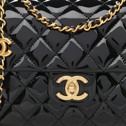 Chanel Patent Enamel Quilted Small Coco Hearts Square Flap Black 8 of 10