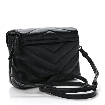 Saint Laurent Calfskin Y Quilted Monogram Monochrome Toy Loulou Crossbody Bag Black 3 of 10