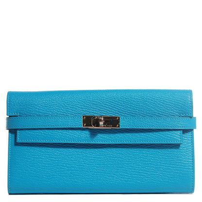 Hermes Chevre Mysore Kelly Longue Wallet Bleu Azteque 1 of 16