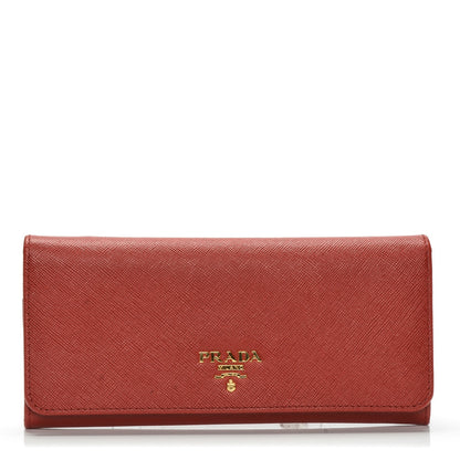 Prada Saffiano Metal Continental Flap Wallet Fuoco 1 of 6