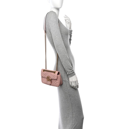 Gucci Calfskin Matelasse Mini GG Marmont Shoulder Bag Perfect Pink 2 of 11