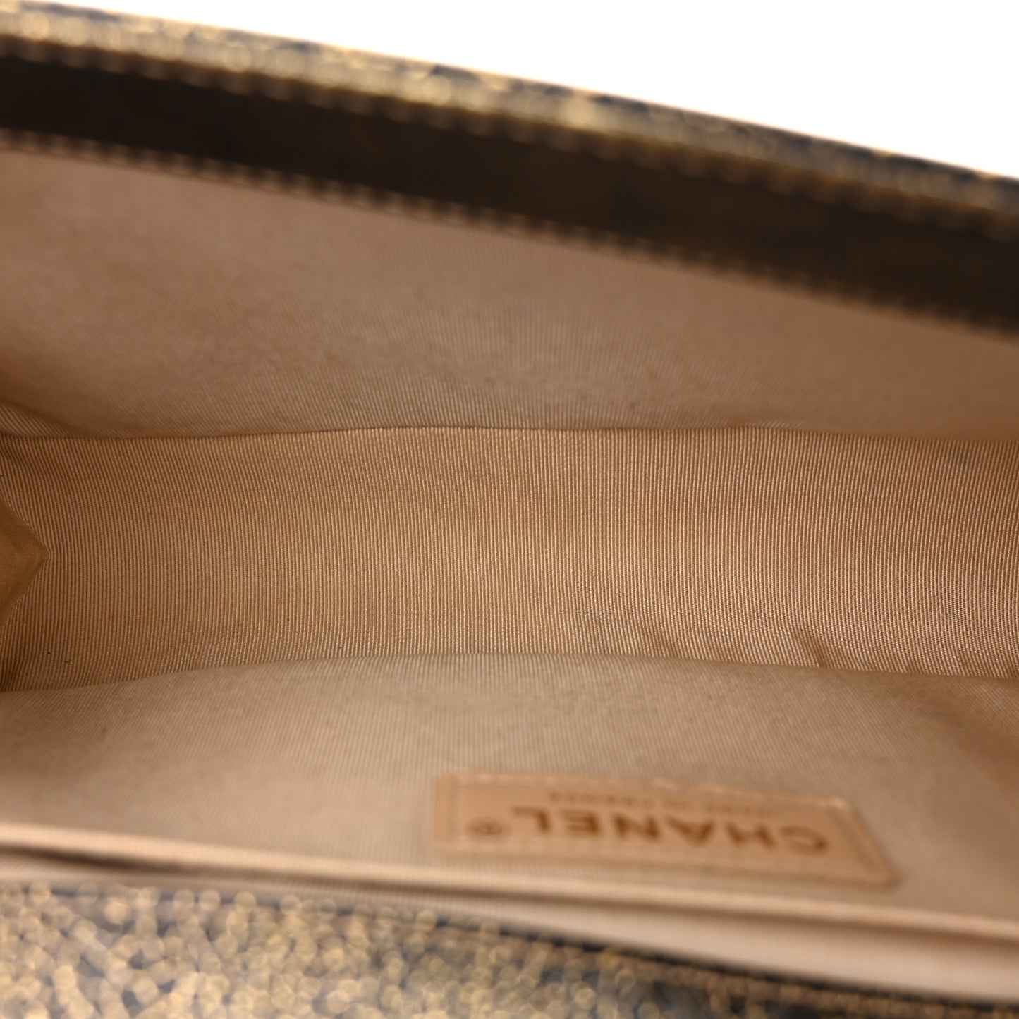 Cracked Metallic Calfskin Quilted Medium Boy Flap Gold