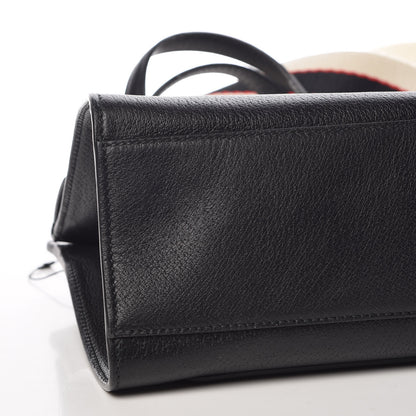 Gucci Grained Calfskin Web Crystal Butterfly Stripe Medium Totem Top Handle Bag Black 11 of 12