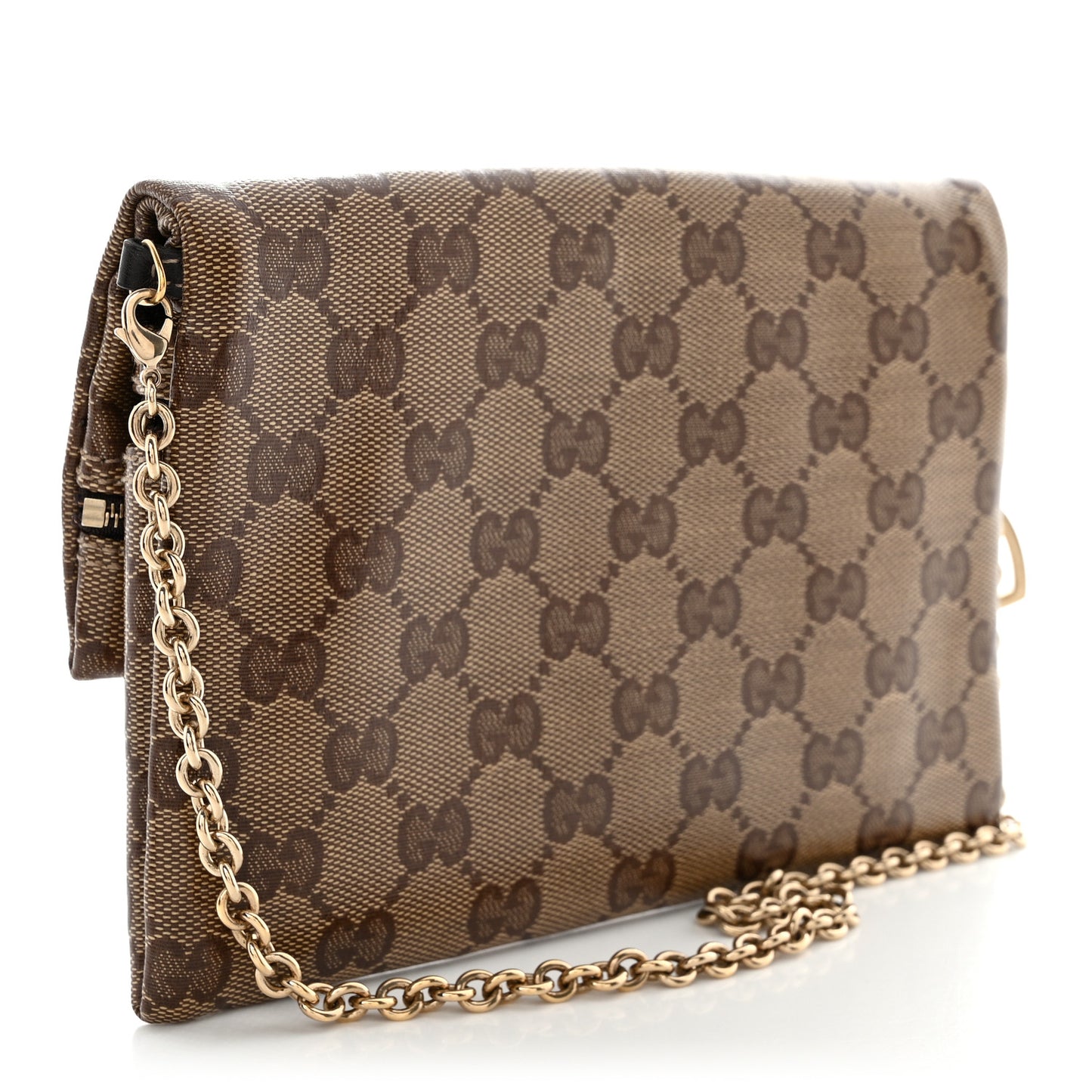 Crystal Monogram Wallet On Chain Beige Dark Brown