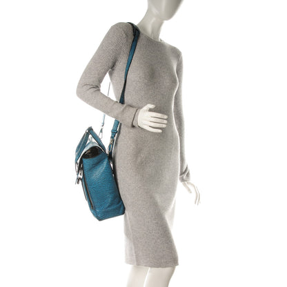 3.1 Phillip Lim 3.1 Shark Embossed Textured Calfskin Large Pashli Satchel Turquoise Black 2 of 9