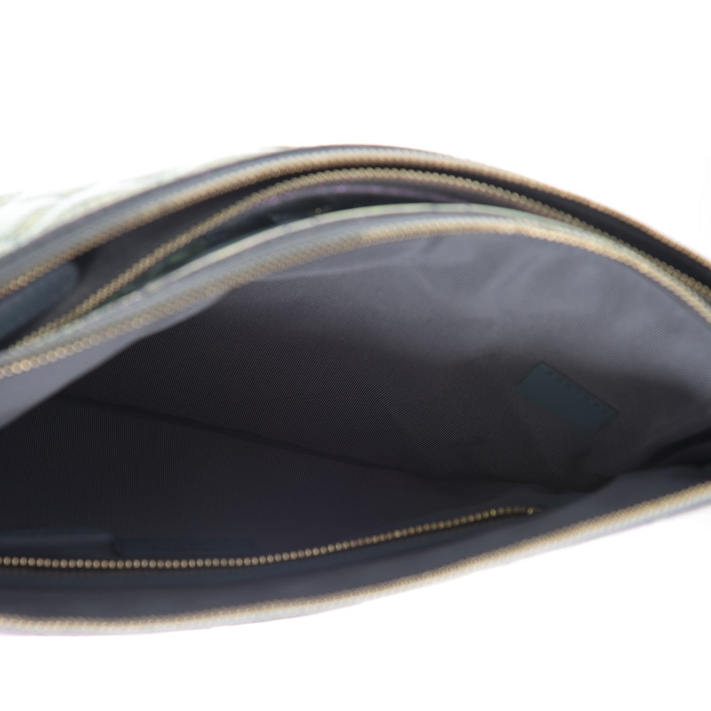 Iridescent Crumpled Lambskin Double Cosmetic Case Light Blue