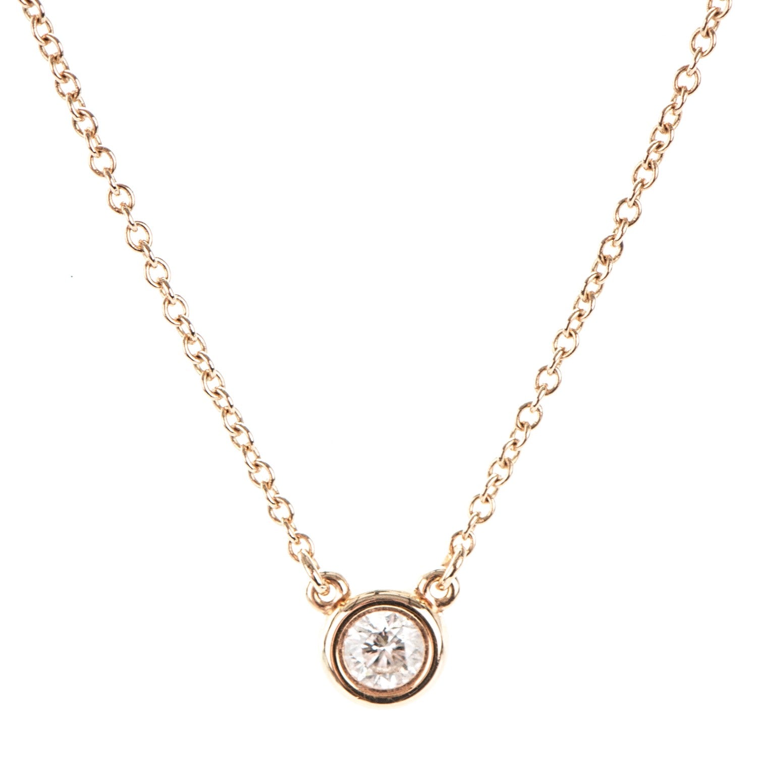 Tiffany 18K Yellow Gold Diamond .24ct Elsa Peretti Diamonds by the Yard Pendant Necklace 3 of 6